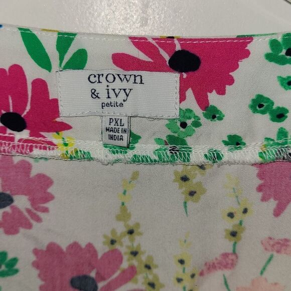 Crown & Ivy Vibrant Floral Spring Ruffle Sleeve Blouse - Picture 7 of 12